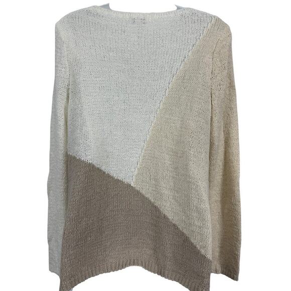 J Jill Pure Neutral White Beige Open Knit Long Sleeve Pullover Sweater sz P S - Picture 13 of 16